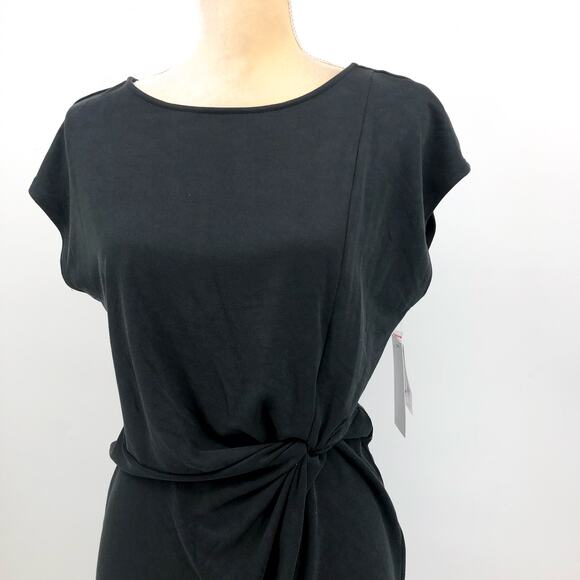 NORDSTROM RACK Side Knot Midi Dress Small Black Modal Blend Cap Sleeve NWT - Picture 5 of 8